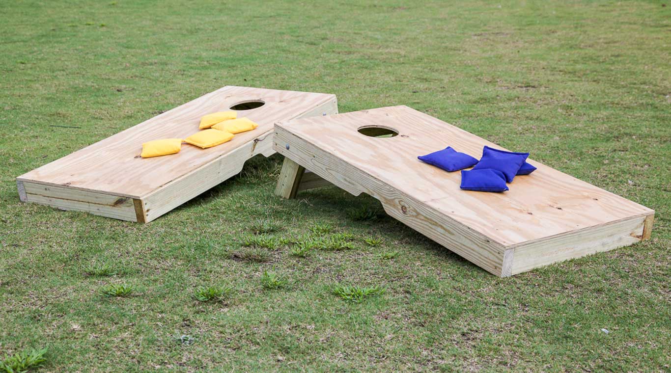 Image of completed DIY cornhole boards. 